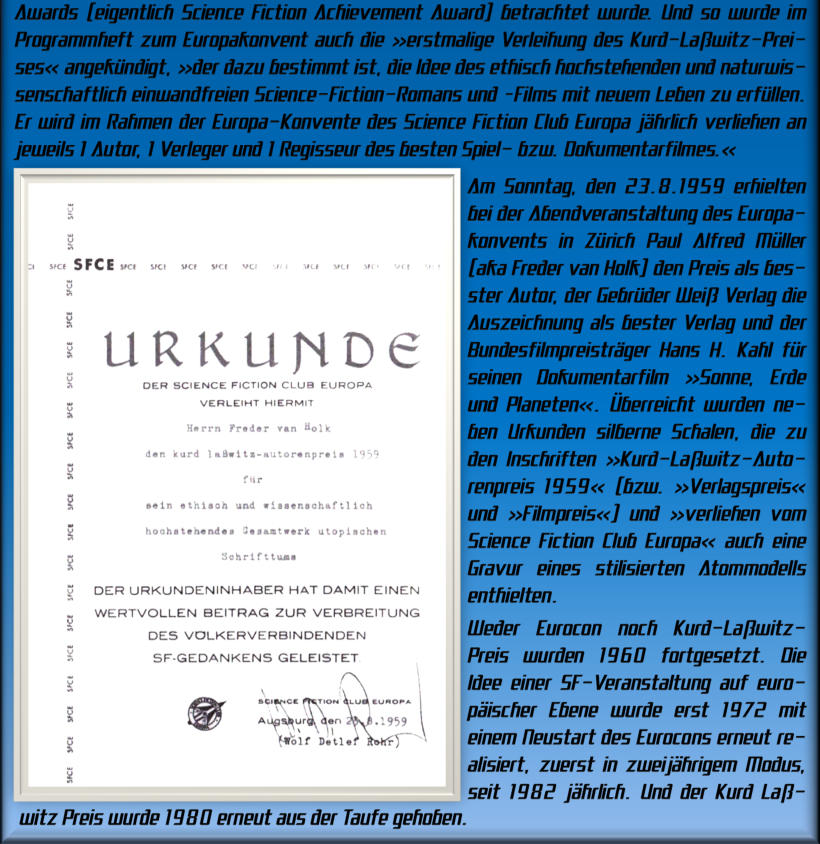 Die Geschichte des Kurd Laßwitz Preises 1959